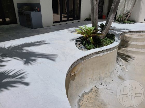 Pool & Deck Remodeling - White Marble Pavers - Pools Finishing Inc.