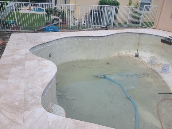 Pool & Deck Remodel - Travertine Pavers Finished - Pools Finishing Inc