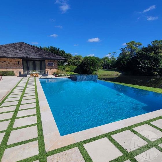 Beautiful Artificial Turf around a pool